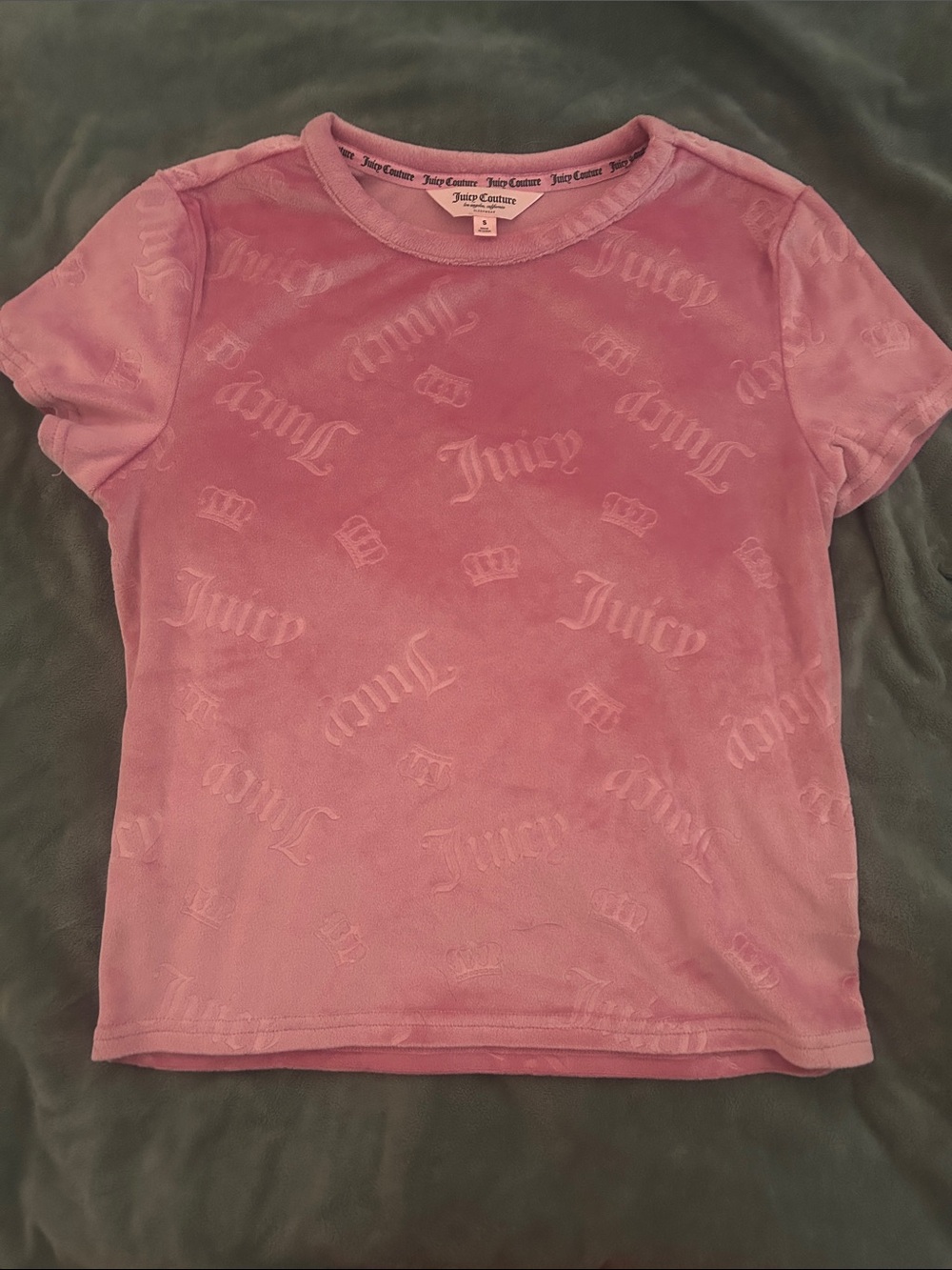 Juicy Couture Pink All-Over Logo Short Sleeve Tee